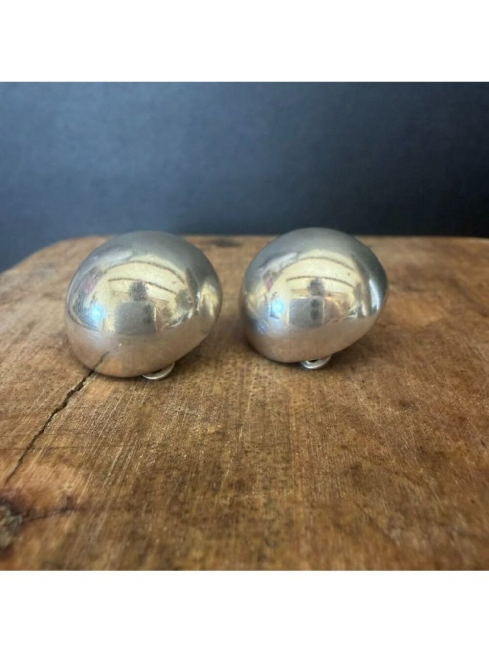 Vtg Half Dome Alpaca Post-Back Earrings Simple Elegant